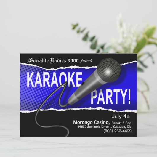 Karaoke Party Night Kaart (Staand voorkant)