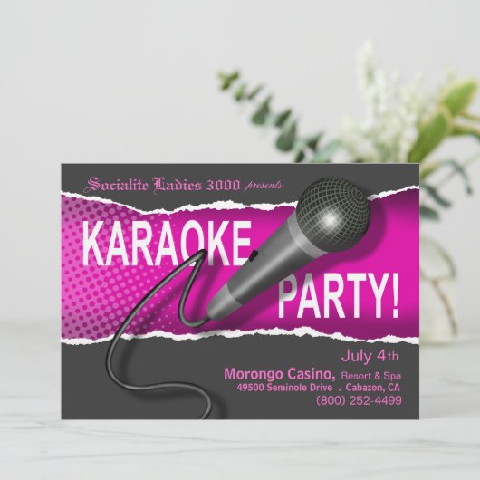 Karaoke Party Night Kaart (Staand voorkant)