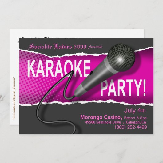 Karaoke Party Night Kaart (Voorkant / Achterkant)