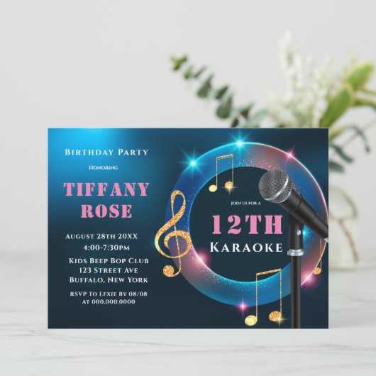 Karaoke Pink en Gold 12e verjaardag (Staand voorkant)