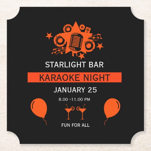 Karaoke Promotiemuur Kartonnen Onderzetters (Voorkant)