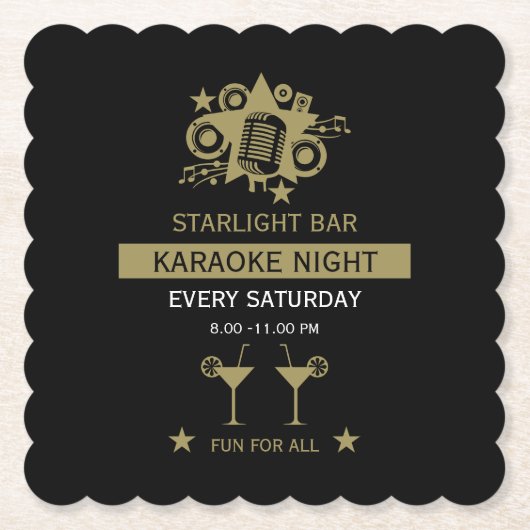 Karaoke Promotiemuur Kartonnen Onderzetters (Voorkant)