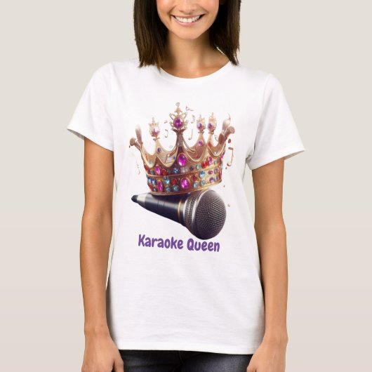 Karaoke Queen Crown en microfoon T-shirt (Voorkant)