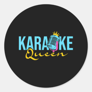 Karaoke Queen Microfoon Zingende Muziek Liefhebber Ronde Sticker