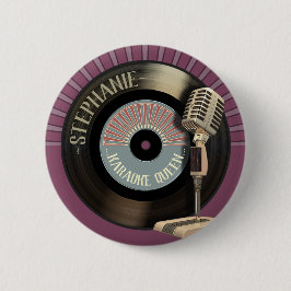 Karaoke Queen Retro Mic en Record Ronde Button 5,7 Cm