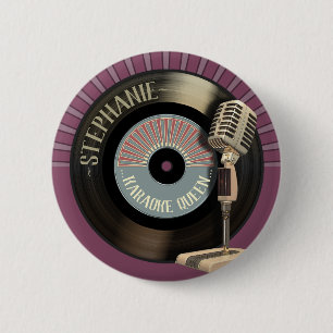 Karaoke Queen Retro Mic en Record Ronde Button 5,7 Cm