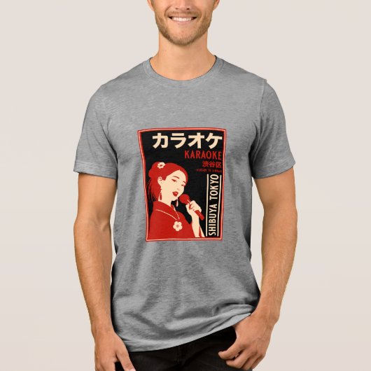 Karaoke Shibuya Tokyo Tri-Blend Shirt (Voorkant)