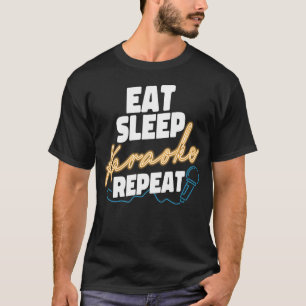 Karaoke Singer Eat Sleep Karaoke Herhaal 80s Retro T-shirt