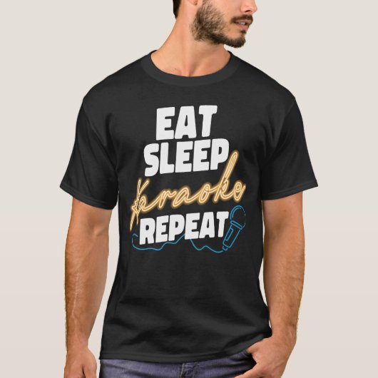 Karaoke Singer Eat Sleep Karaoke Herhaal 80s Retro T-shirt (Voorkant)