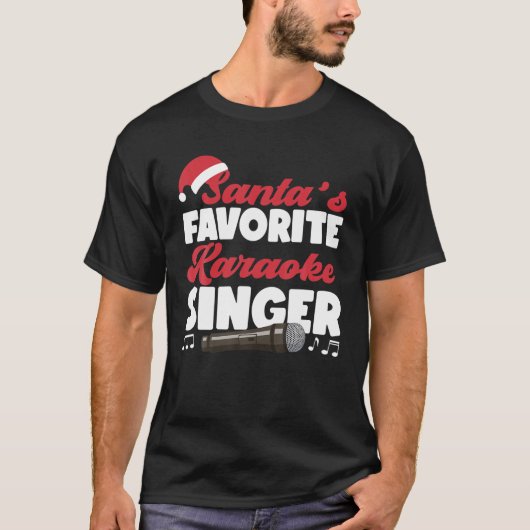 Karaoke Singer Kerstkerstkerstman Favoriete Karaok T-shirt (Voorkant)