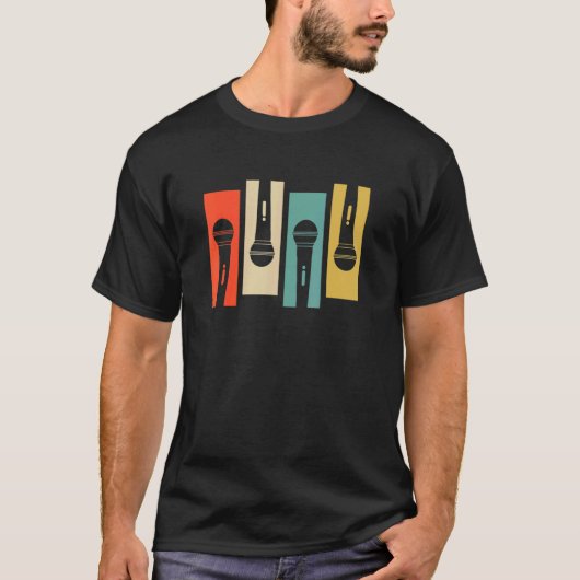 Karaoke Singer Retro Microfoon T-shirt (Voorkant)