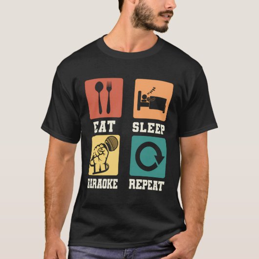 Karaoke Singer Song Tekst Microfoon Eat Sleep Ka T-shirt (Voorkant)