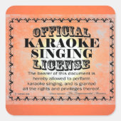 Karaoke Singing License Square Sticker (Voorkant)