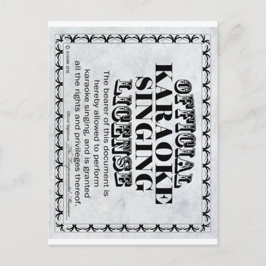 Karaoke Singing Licentie Briefkaart (Voorkant)