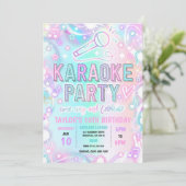 Karaoke Singing Music Tie Dye Neon Glow Birthday Kaart (Staand voorkant)