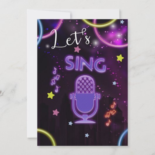 Karaoke Uitnodiging, Muziek Karaoke Feest Kaart (Achterkant)