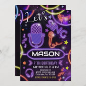 Karaoke Uitnodiging, Muziek Karaoke Feest Kaart (Voorkant / Achterkant)