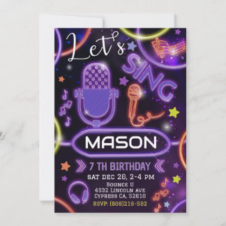 Karaoke Uitnodiging, Muziek Karaoke Feestje Kaart