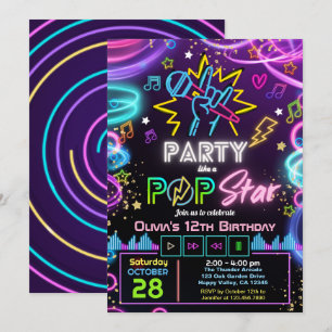 Karaoke Verjaardagsfeest als een Popster Kaart