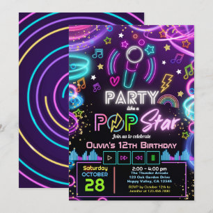 Karaoke Verjaardagsfeest als een Popster Kaart