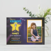 Karaoke verjaardagsfeest dansster foto kaart (Staand voorkant)