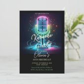 Karaoke verjaardagsfeestje uitnodiging (Staand voorkant)