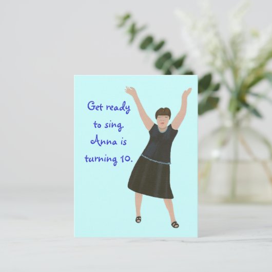Karaoke verjaardagsfeestuitnodigingen, briefkaarte uitnodiging briefkaart (Staand voorkant)