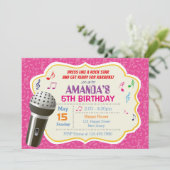 Karaoke verjaardagsuitnodiging kaart (Staand voorkant)