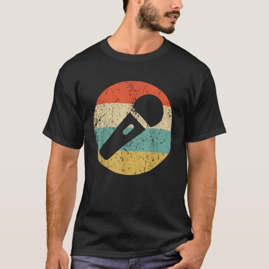 Karaoke Zanger Retro Microfoon T-shirt (Voorkant)