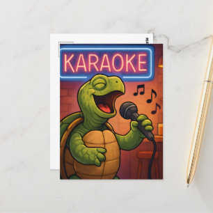 Karaoke zingende schildpad briefkaart