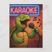 Karaoke zingende schildpad briefkaart (Voorkant)