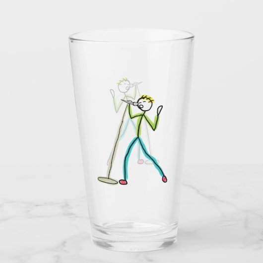 Karaoke Zingende Stickman Glas (Voorkant)