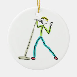 Karaoke Zingende Stickman Keramisch Ornament