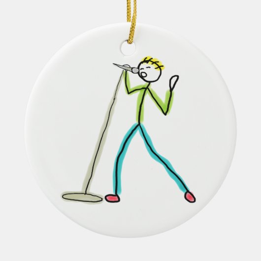 Karaoke Zingende Stickman Keramisch Ornament (Voorkant)