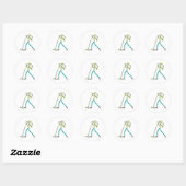 Karaoke Zingende Stickman Ronde Sticker (Vel)