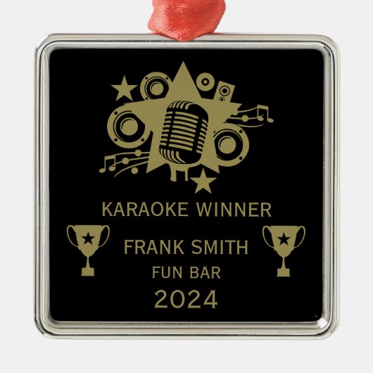 Karaokewinnaar Metalen Ornament (Voorkant)