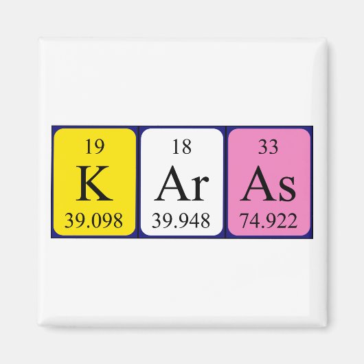 Karas periodieke lijstnaam magnet (Voorkant)