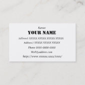 KARATE 01 VISITEKAARTJE (Achterkant)