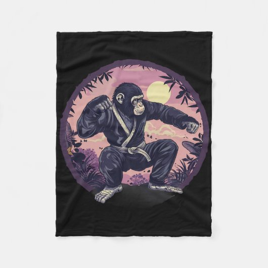 Karate Aap Natuur Maan Mma Kickboksen Aap Liefhebb Fleece Deken (Voorkant)
