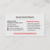 Karate Academie - Red Blossom Sakura Visitekaartje (Achterkant)