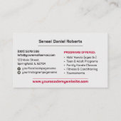 Karate Academie - Rising Sun Kanji Visitekaartje (Achterkant)