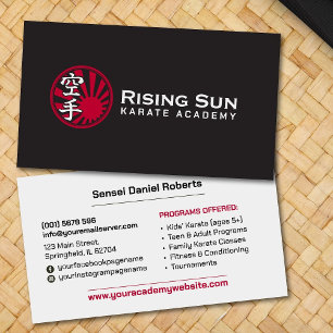 Karate Academie - Rising Sun Kanji Visitekaartje