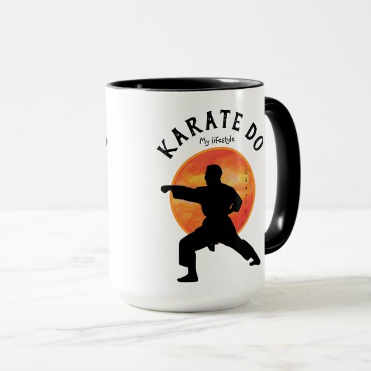 Karate Afbeelding aangepast Modern Trendy Black Mok (Voorkant rechts)