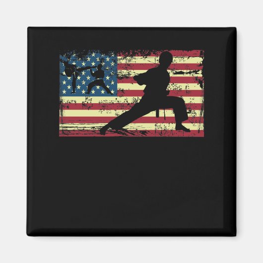 Karate American Flag Martial Arts Magneet (Voorkant)