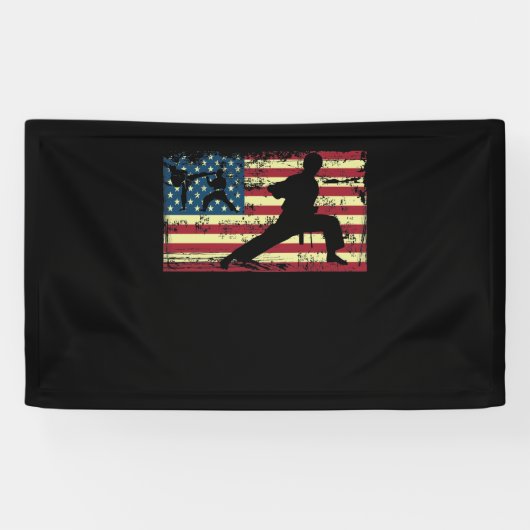 Karate American Flag Martial Arts Spandoek (Horizontaal)