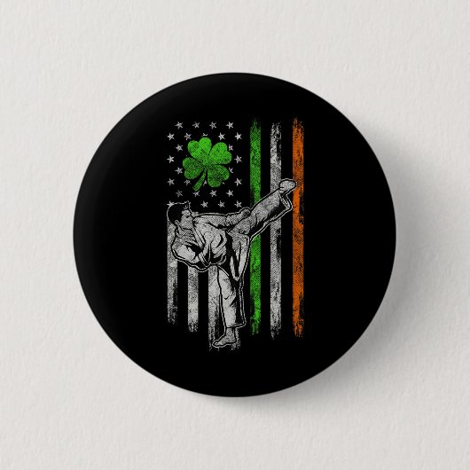 Karate Amerikaanse Ierse vlag St Patrick's Day Sha Ronde Button 5,7 Cm (Voorkant)