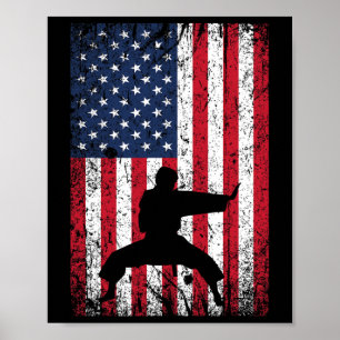 Karate Amerikaanse vlag 4 juli Martial Arts voor Poster