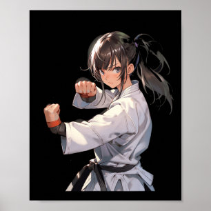 Karate Anime Girl Taekwondo Fighter Martial Arts Poster