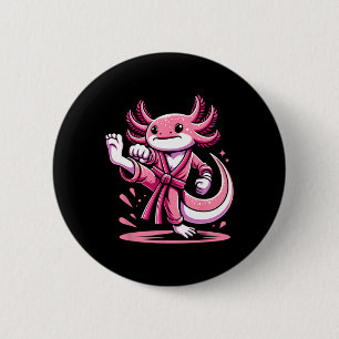 Karate Axolotl Martial Arts Taekwondo Kickboksen F Ronde Button 5,7 Cm