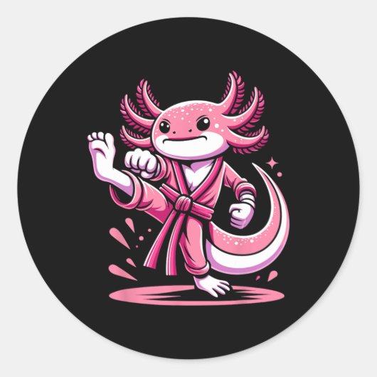 Karate Axolotl Martial Arts Taekwondo Kickboksen F Ronde Sticker (Voorkant)